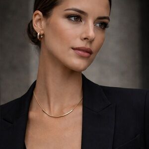 BCBG Gold Tone Curved Bar Necklace – Minimalist Layering Piece